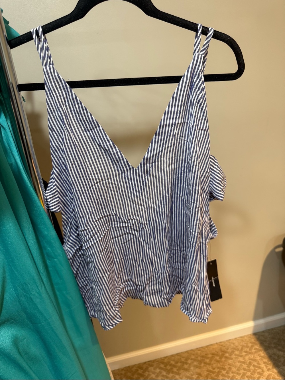 Lulu's Navy and White Striped V-Neck Tank